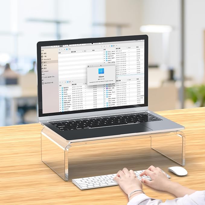 Acrylic Monitor Stand Riser Clear Laptop Stand Riser L12.5 xW7.5 xH4 | Computer & Laptop Stand for Desk, Compatible with All Notebooks and Monitor, Decoration for Office & Home Transparent