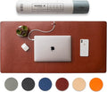 Nordik Leather Desk Mat - Whiskey Brown - Large Leather Desk Pad (35x17 in) | Premium Vegan Leather Desk Pad with Cable Organizer, Giftable, Extended Waterproof Mouse Mat, Non-Slip Desk Pad Protector
