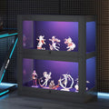 AMERLIFE RGB Display Cabinet, 32 x 16 x 36 Inch | 2-Tier Storage Case with LED Lights and 2 Glass Flip-Up Doors, Black