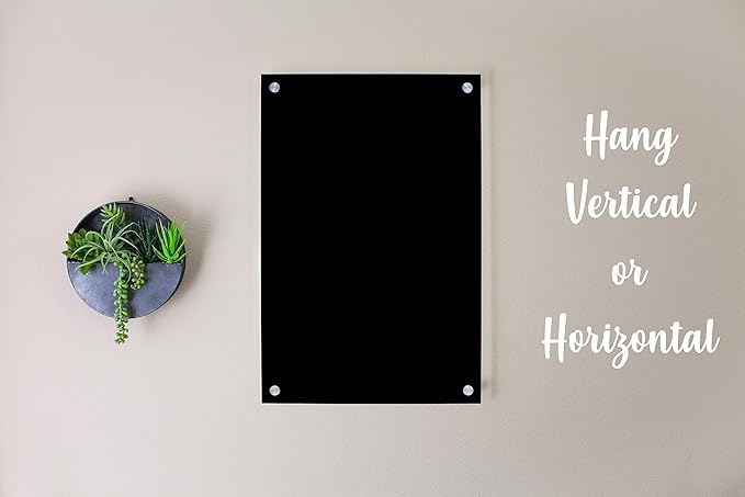 Acrylic Dry Erase Board for Wall with Stylish Border - Shipped Next Day, Made in USA, Non-Magnetic Whiteboard, Wall Mounted Board, Easy to Clean (Black - 18x24)