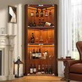 kepptory 72" Corner Curio Cabinet with RGB LED Lights, 6-Tier Glass Display Cabinet with Adjustable Shelves, Lighted Corner Showcase for Collectibles, China, Glassware, Living Room Home Bar