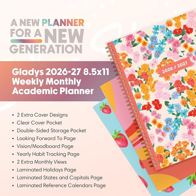 Blue Sky Gen Z 2026-2027 Weekly & Monthly Academic Planner, 8.5"x11" Gladys