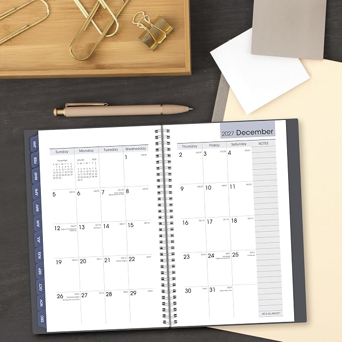 AT-A-GLANCE 2027 Planner, Weekly & Monthly, 5" x 8", DayMinder, Gray (GC2000727)