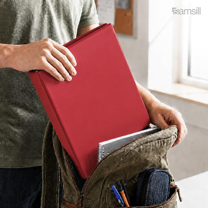 Samsill 2 Inch 3 Ring Binders, Economy Round Ring, Clear View Cover, 425 Sheet Capacity - for School, Home, Office - Red, 12 Pack