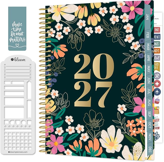 bloom daily planners 2027 Planner (January - December 2027) - Weekly & Monthly Softcover Planner for Women - Calendar Year Inspirational Agenda Book with Stickers - 5.5" x 8.25" - Blooming Wildly