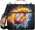 Football Print 3 Ring Zipper Binder with Shoulder Strap & Handle 3 Inch D-Ring Zippered Bag with Pencil Pouch,Multiple Pocket & Expanding File Folder, Binder Organizer for School or Office
