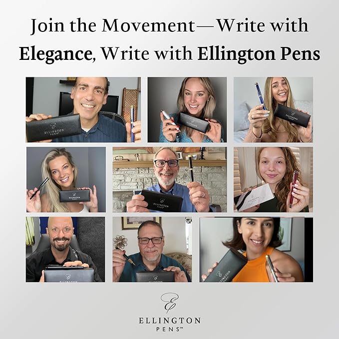 Ellington Pens Luxury Fountain Pen Set - Smooth Fine Nib- Includes 3 Ink Cartridges, Refillable Ink Converter, Gift Box- Fountain Pens For Writing, Calligraphy, Journaling, Sketching (Midnight Rose)