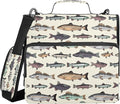 Fisyme Vintage Fish Zipper Binder 3 Ring with Zipper and Shoulder Strap Large Capacity Multi-Pocket Zipper Binder Organizer