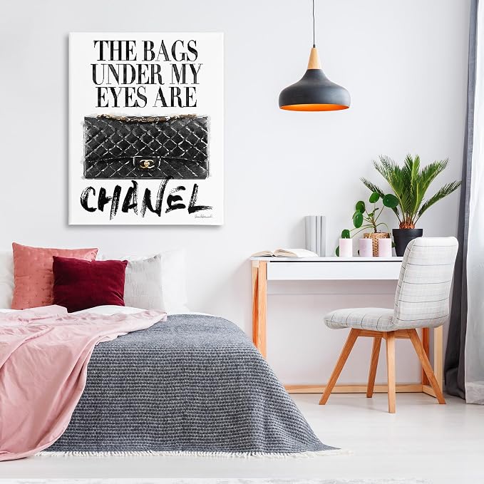Glam Bags Under My Eyes Humor, 36 x 48 Inch Canvas Wall Art | Stupell Industries · By Amanda Greenwood · Ready to hang · Fun gift for fashion lovers · Made in USA