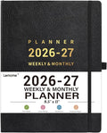 2026-2027 Planner - Academic Planner 2026-2027, July 2026 - June 2027, Weekly and Monthly Planners, 8.5" x 11", Pen Holder, Pocket, Faux Leather Cover -Black