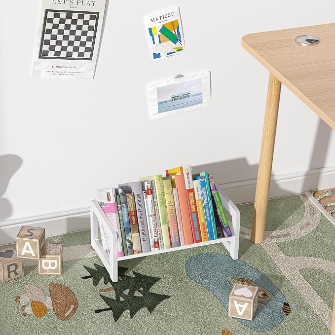 ELITEROO Mini Bookshelf for Desk, Desktop Bookcase, Single Cookbook Shelf, Tabletop Book Storage Rack, Tiny Book Organizer for Book Display & Storage, White