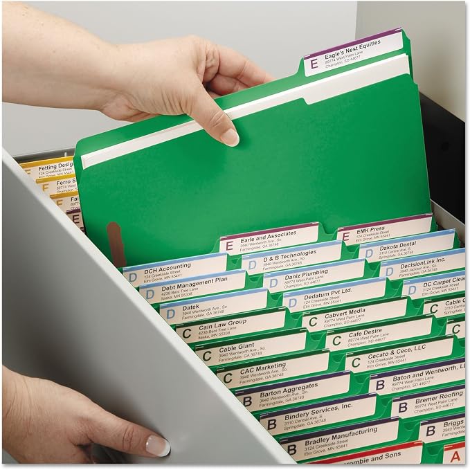 Smead Fastener File Folder, 2 Fasteners, Reinforced 1/3-Cut Tab, Legal Size, Green, 50 per Box (17140) (Pack of 1)