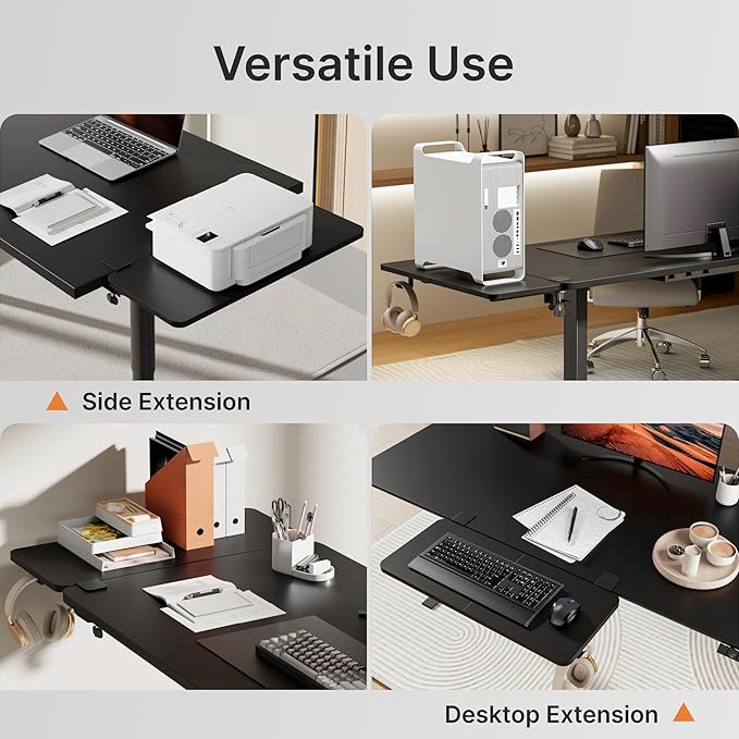 Desk Extender Tray, 28" x 12", with Laptop Holder, Large, Black | Desk Extension, Clamp on Desk Shelf, Clamp On Keyboard Tray for Office and Home, Workstation Organizer