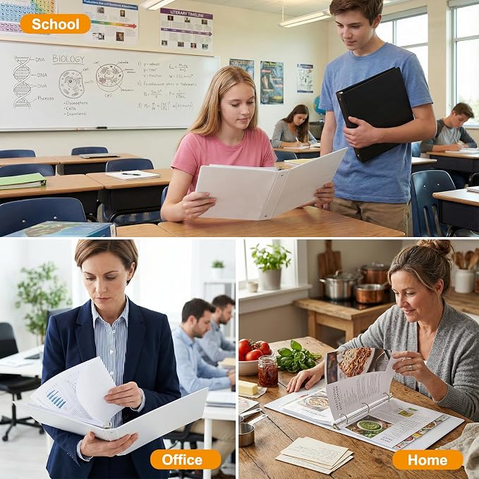 Customizable Round Ring Binder, 2 Inch 3 Ring Binder, Heavy Capacity Minimalist PVC-Free Binder with Clear View Cover, Lay-Flat Design for Extensive Document Organization at Home, School & Office