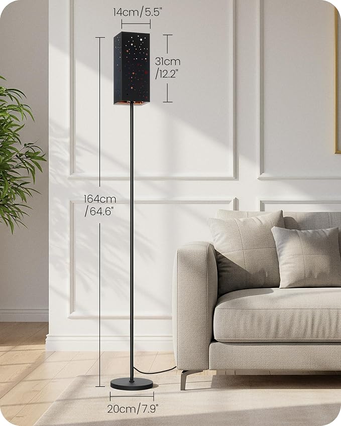 64.6" Floor Lamp, with Foot Switch, Standing Lamp with Sky Stars Design, Modern Freestanding Lamp (Bulb Not Included), for Living Room, Bedroom, Office, ETL Listed,Black Starry Sky AB07LD05