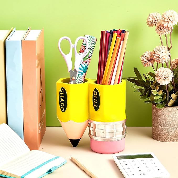 Cholemy Sharp Dull Pencil Holder for Classroom,Yellow | Pencil Dispenser Holder, Pencil Shaped Storage Organizer, Back to School, Students, Teachers, Library, Office Supplies