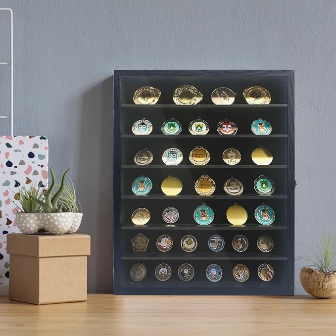 FramePro Shadow Box Frame 16x20 with Removable Shelves, Deep Memory Box Display Case for Collector, Keepsake Coins Military Medals Pins Wedding Flowers Black