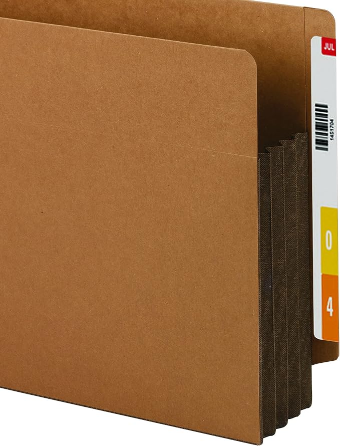 Smead End Tab Pocket, Reinforced Straight-Cut Tab, 3-1/2" Expansion, Extra Wide Letter Size, Redrope with Dark Brown Gusset, 10 per Box (73681)