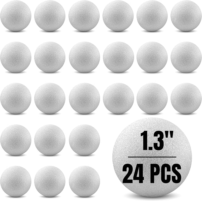 Hygloss Round Foam Balls for Crafts - 1.3-Inch White Craft Foam (XPS) for Arts Small Foam Balls for School Projects and DIY Crafts - Round Balls - 24 Pack of Foam Craft Spheres