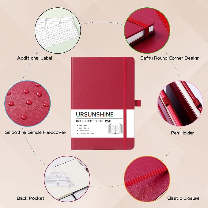 Ruled Notebook/Journal - Classic Lined Journal/Notebook, 5.3" x 8.26"
