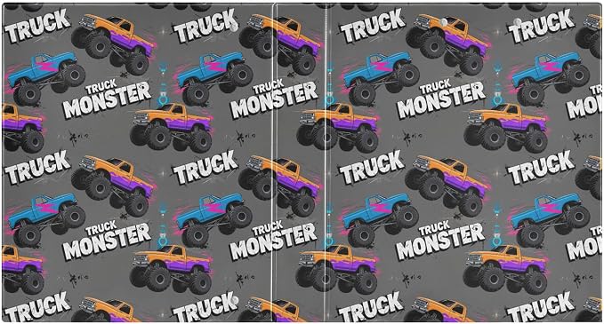 Monster Truck Black Round Ring Binders 1.5 Inch Racing Cars 3 Ring Clipboard Binder for Office School Work Supplies File Folder 200 Sheet Capacity