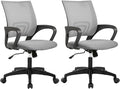 BestOffice | Ergonomic Office Chair | Mid-Back Swivel Desk Chair | Breathable Backrest & Lumbar Support | Adjustable Height | Sponge Seat | Rolling Wheels | Grey | for Adults & Women | Pack of 2