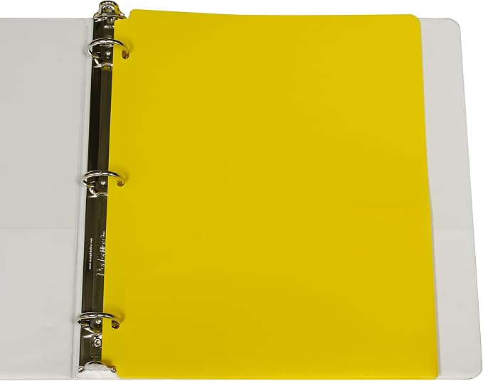 C-Line Two-Pocket Heavyweight Poly Portfolio Folder with Three-Hole Punch, Box of 25, Yellow (33936-25)