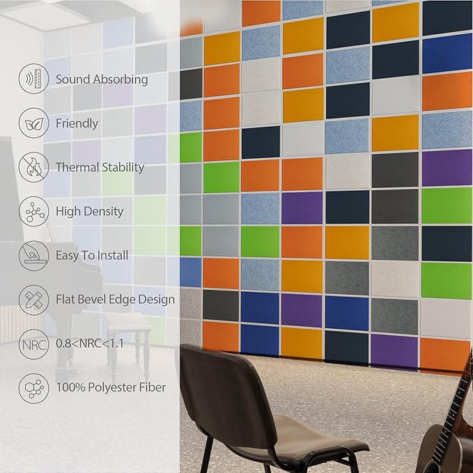 Amantech 12 Pack Acoustic Panels Self Adhesive Sound Proof Foam, High Density Sound Acoustic Panel, 16X12X0.4 Inch 4:3 Rectangle Panels in Home, Office, Reccording Room, Studio,and more(Sky Blue)