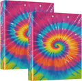 Tie Dye Round Ring Binders 1.5 Inch Rainbow 3 Ring Clipboard Binder for Office School Work Supplies File Folder 200 Sheet Capacity 2 Pieces