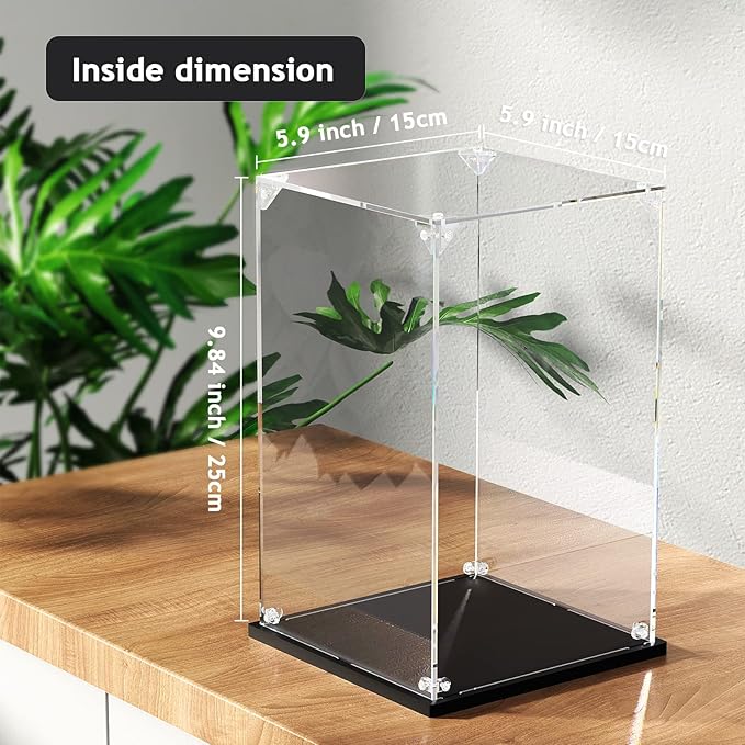 Clear Acrylic Display Case, Easy Assembly Showcase Boxes(6x6x10 inch) | dofopo Dust Protection Case for Action Figures and Dolls, Alternative Glass Box for Collectibles Commemorative Gifts