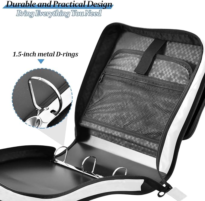 Ball Lace Baseball Binder Bag 3 Ring Zipper with Handle Shoulder Strap | for School Work Office Organizer Storage Case