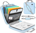 MoKo Zipper Binder, 2 Inch 3 O Ring, 5 Tab File Folders, 500 Sheets, Blue | Water-repellent 900D Oxford fabric with 5 folders, 2 mesh pocket, reinforced handle and adjustable shoulder strap.