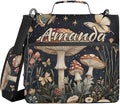 Custom 3 Ring Zipper Binder Mushrooms Flowers Butterflies (2) Personalized Name 1.5 inch Binders Large Capacity Multi Pockets for School Office Supplies
