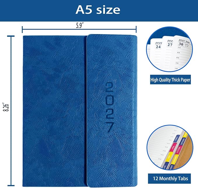 2027 Daily Planner -One Page per Day, Daily Calendar Book 8.26'' x 5.9''
