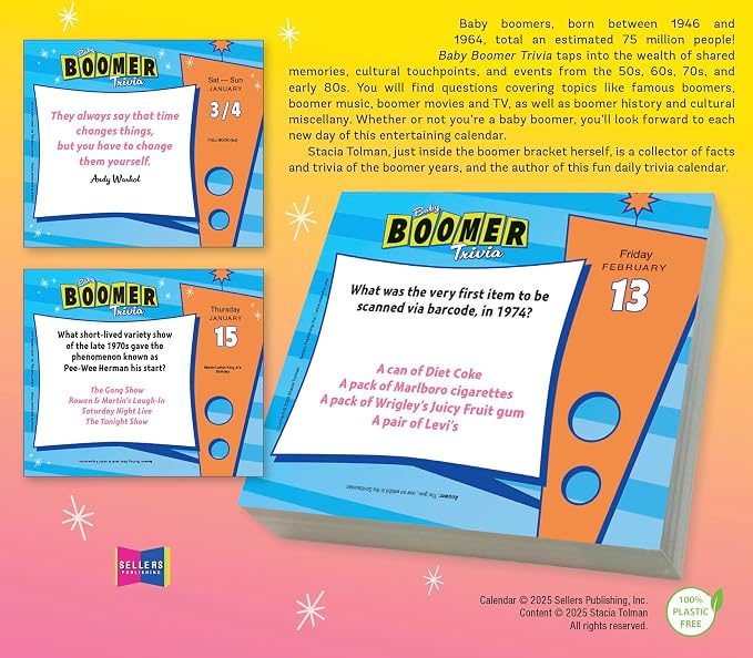 Baby Boomer Trivia 2026 Daily Desk Calendar: Boxed Page-a-Day Fun Facts & Quiz Calendar with Day-to-Day Nostalgic Questions, Pop Culture & Throwback Challenges