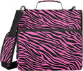 Fisyme Pinks Zebra Print Zipper Binder 3 Ring with Zipper and Shoulder Strap Large Capacity Multi-Pocket Binder Organizer