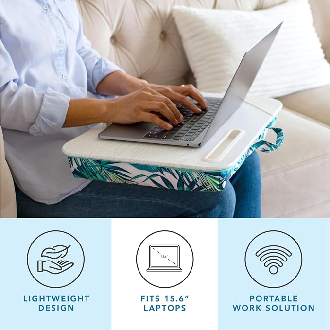 LAPGEAR Designer Lap Desk – Tropical Palm Leaves, Fits 15.6” Laptops