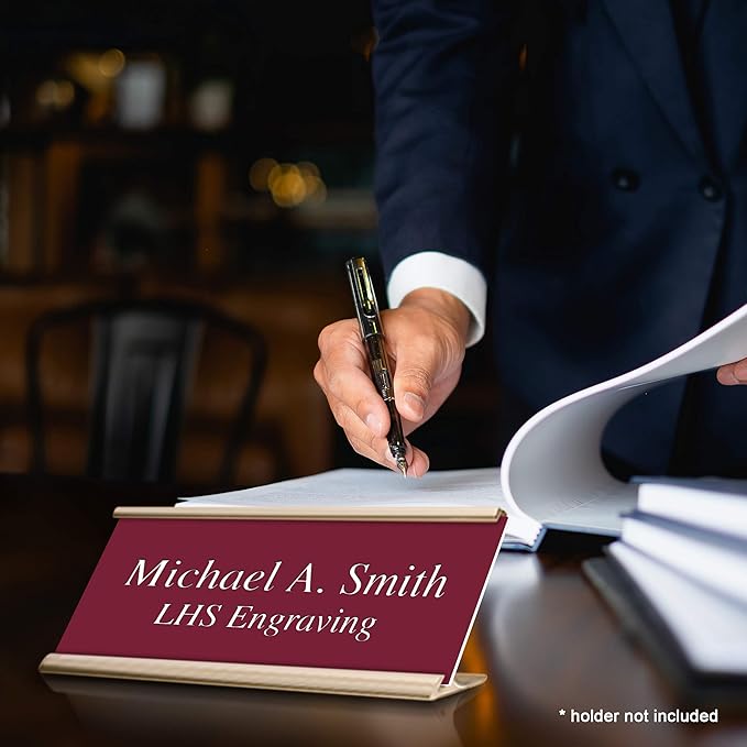 Engraved Custom Door Plate Burgundy Plastic Office Door Sign with White Letters - Made in USA 2x4 B26