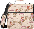 Fisyme Cowgirl Western Vintage Zipper Binder 3 Ring with Zipper and Shoulder Strap Large Capacity Multi-Pocket Zipper Binder Organizer