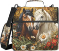 ALAZA Zipper Binder 3 Ring Oil Patting Horses Binder Organizer with Zipper and Shoulder Strap Large Capacity Multi-Pocket Trapper Keeper File Folder for Office Supplies