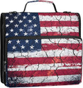 Retro American Flag 3 Ring Binder Bag 1.5 inch Binder Organizer with Zipper Shoulder Strap 500 Sheet Documents Storage for School Office