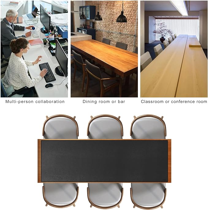 Cacoy 70.8"x24" Extended Leather Desk Mat, Waterproof Desk Blotters, Black | Super Large Desk Protector, Mega Size Professional Computer Desk Pad, Giant Mouse Pad, Non-Slip Desktop Matt for Office&Home