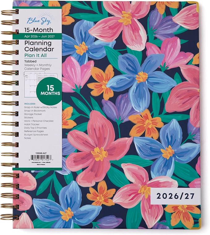 Blue Sky 2026-2027 Weekly & Monthly Academic Planner, 8.5"x11", Nerina