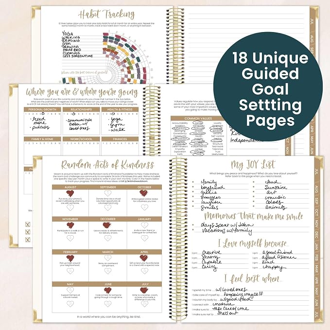 bloom daily planners 2026-2027 Hardcover Academic Year Goal & Vision Planner (July 2026 - July 2027) - 13 Months Weekly & Monthly Agenda Organizer - 7.5" x 9" - Spread Kindness Like Wildflowers