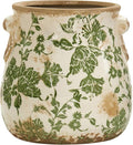 Nearly Natural 6.5 in Tuscan Ceramic Green Floral Scroll Decorative Vase | Quality Ceramic, Indoor Home Decor, Ideal for Centerpieces, Tables, Small Flower Vases