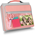Ndsox Zipper Binder 3 Ring with Handle, 2 Inch O-Ring Document Organizer Middle School Binder with Zipper for Students, 5-Tab Expanding File Folder & 2 Mesh Pouches, DIY Clear Front Pocket, Pink
