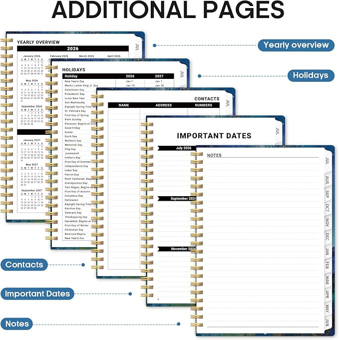 Academic Planner 2026-2027, Jul 2026-Jun 2027 Monthly & Weekly Planner