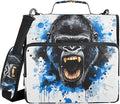 3 Ring Zipper Binder with Shoulder Strap King Kong Blue Face 1.5 inch Binders Keeper Large Capacity Multi Pockets for School Office Supplies