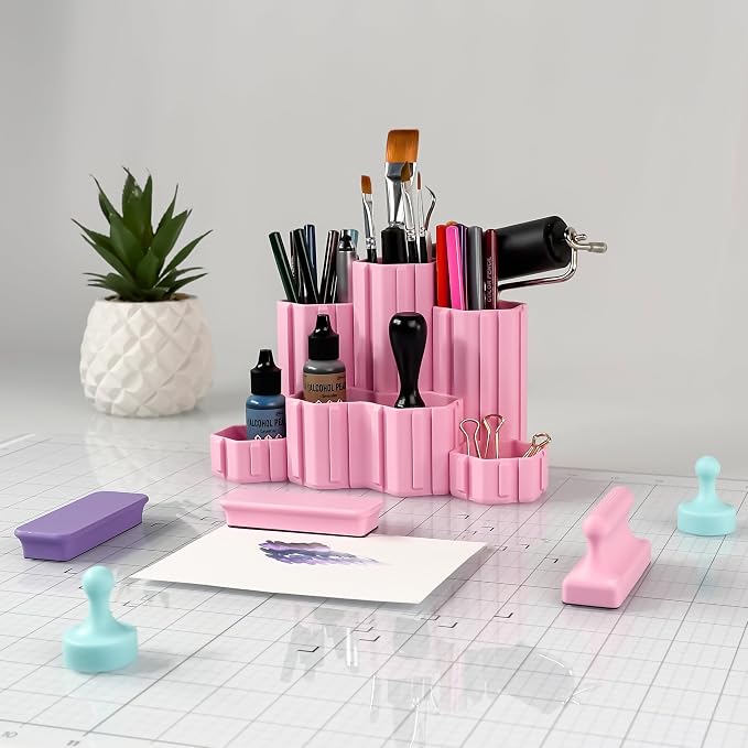 Glassboard Studio Hexaflex Organizer Set - Pen and Pencil Holder for Desk, Versatile Hexagon Design, Adjustable Dividers, 12 Color Options - Desk and Office Organization (Periwinkle Purple)