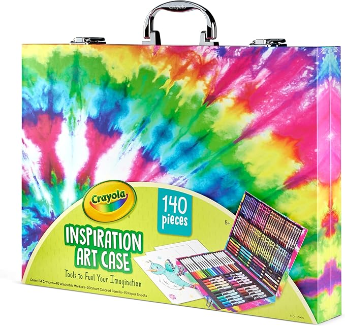 Crayola Inspiration Art Case Coloring Set - Tie-Dye (140ct), Art Supplies Set For Kids, Travel Drawing Kit, Gift for Girls & Boys, Ages 5+ [Amazon Exclusive]
